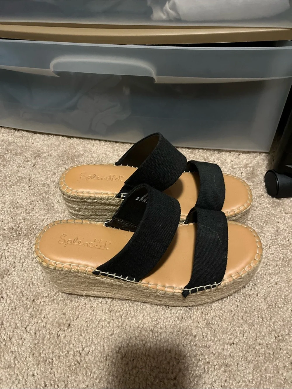 Splendid Black Two-Strap Espadrille Platform Sandals